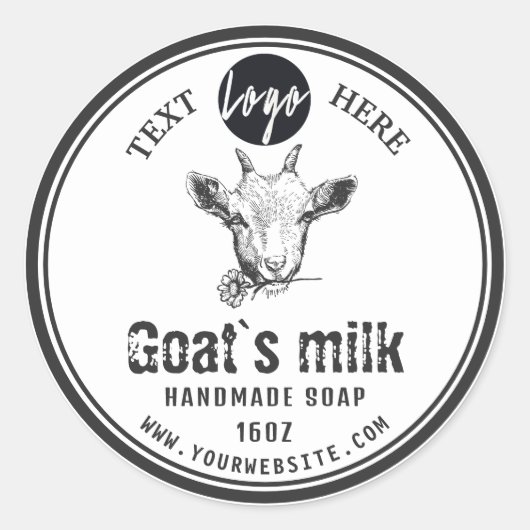 Black and White Goat's Milk Zeep Label | geit-Logo (Voorkant)