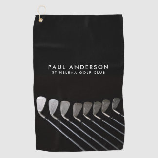 Black And White Golf Club Perosnalized Name Golfer Golfhanddoek