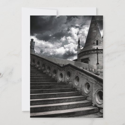 Black and White Gothic Castle Halloween Party Kaart (Voorkant)