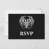 Black and white Gothic Halloween Wedding RSVP Card (Dos)