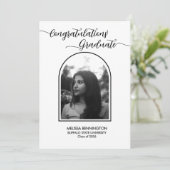 Black-and-white Grad Arched Photo Party Invitation (Debout devant)