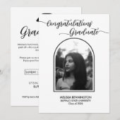 Black-and-white Grad Arched Photo Party Invitation (Devant / Derrière)