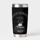 Black and White Graduate Thermos Geïsoleerde Drinkbeker (Achterkant)