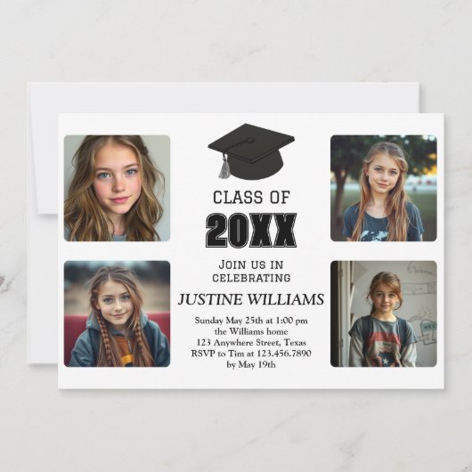 Black and White Graduation Kaart (Voorkant)