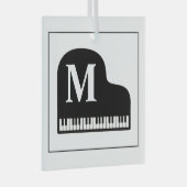 Black and White Grand Piano Monogram Pianist Glas Ornament (Voorkant Rechts)
