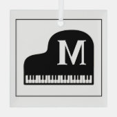 Black and White Grand Piano Monogram Pianist Glas Ornament (Achterkant)