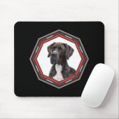 Black And White Great Dane In A Red Frame Muismat (Met muis)