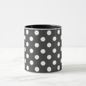 black and white  grey  retro polka dots mug mok (Midden)