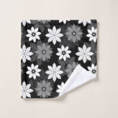 Black and white, grey seamless flower pattern (Gant de toilette)