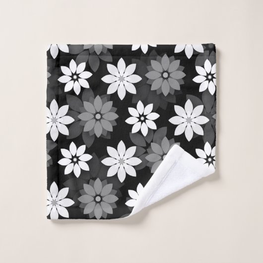 Black and white, grey seamless flower pattern (Gant de toilette)