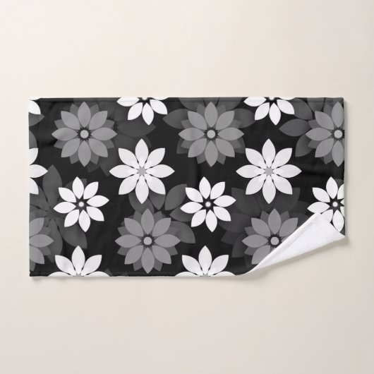 Black and white, grey seamless flower pattern (Serviette à main)