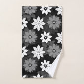 Black and white, grey seamless flower pattern bad handdoek (Handdoek)