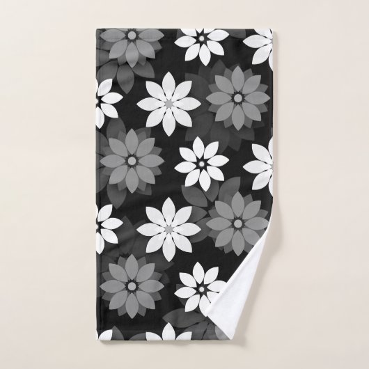 Black and white, grey seamless flower pattern bad handdoek (Handdoek)