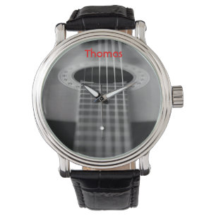 Black and White Guitar Watch Horloge