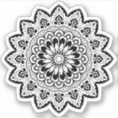 Black and White Hand Drawn Mandala Sticker (Voorkant)