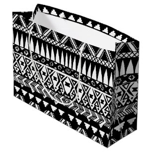 Black and White Hand Drawn Modern Tribal Aztec Large Cadeautasje