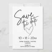 Black and White Hand Drawn Wedding Save The Date  (Devant)