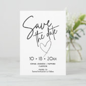 Black and White Hand Drawn Wedding Save The Date (Debout devant)