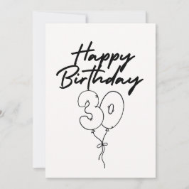 BLACK AND WHITE HAPPY BIRTHDAY CARD