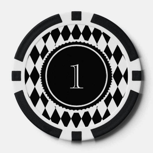 black and white harlequin diamond pattern pokerchips (Voorkant)