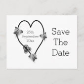 Black and White Heart Butterflies slaan de datum o Briefkaart (Voorkant)