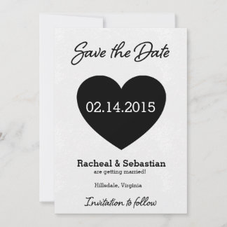 Black and White Heart Enregistrer la carte de date