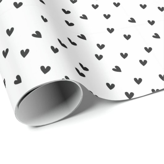 Black and White Heart Pattern Valentine's Day Cadeaupapier (Rol Hoek)