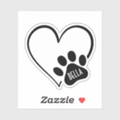 Black and White Heart Paw Print Sticker (Vel)
