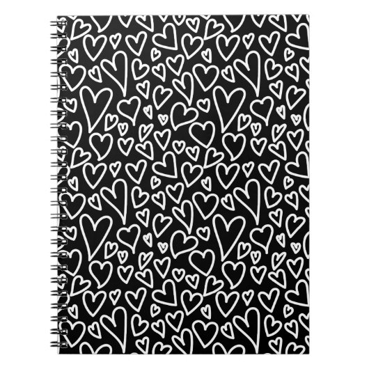 Black and White Hearts Printed Cover Notebook Notitieboek (Voorkant)