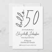 Black and White Hello 50 Fabulous Birthday Simple Kaart (Voorkant)