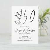 Black and White Hello 50 Fabulous Birthday Simple Kaart (Staand voorkant)