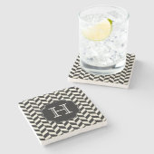 Black and White Herringbone Chevron Pattern Stenen Onderzetter (Zijkant)