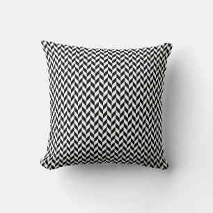 Black and White Herringbone Pattern Kussen