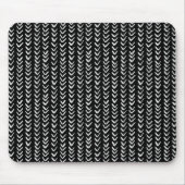 Black and White Herringbone Pattern Mousepad Muismat (Voorkant)