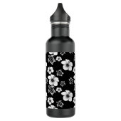 Black and White Hibiscus Honu Hawaiian Pattern Waterfles (Links)