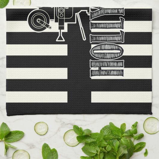 Black and White Hollywood Towel Theedoek (Gevouwen)