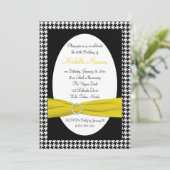 Black and White Houndstooth 30th Birthday Invite Kaart (Staand voorkant)