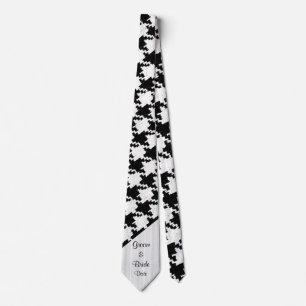 "Black and White Houndstooth" Groom's Wedding Stro Stropdas