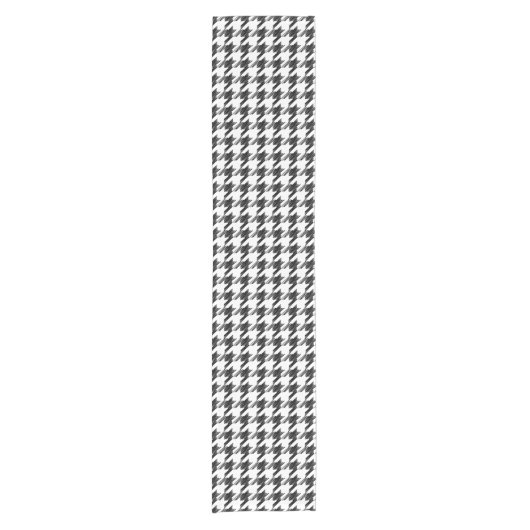 Black and White Houndstooth Table Runner Korte Tafelloper (Voorkant)