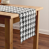 Black and White Houndstooth Table Runner Korte Tafelloper (Voorbeeld)