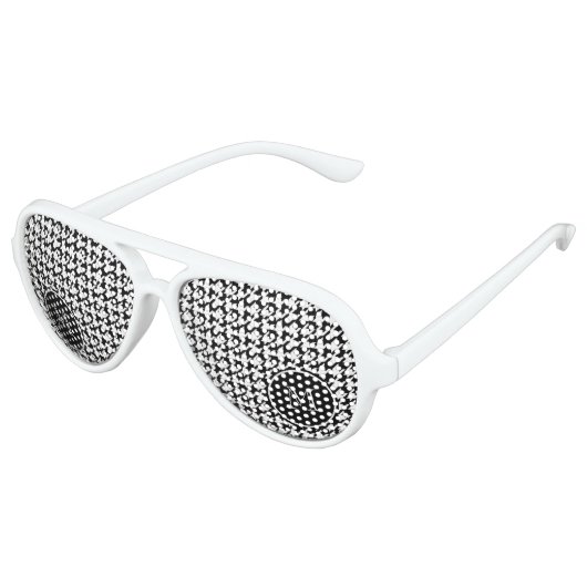 Black and White Houndstooth Your Monogram Aviator Zonnebril (Gekanteld)