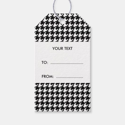 Black and White Houndstooth Your Monogram Cadeaulabel (Voorkant)