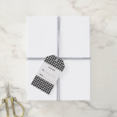 Black and White Houndstooth Your Monogram Cadeaulabel (Met Touw)