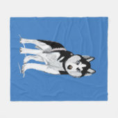 Black and White Husky Fleece Deken (Voorkant (Horizontaal))