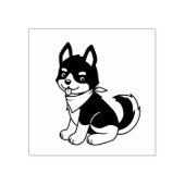 Black and White Husky Puppy Dog Rubberstempel (Afrduk)