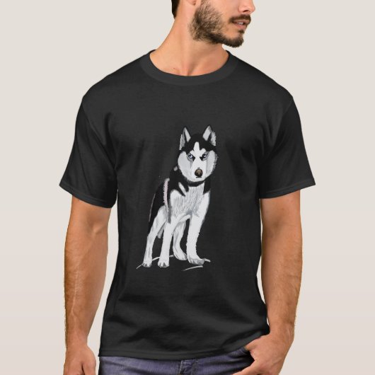 Black and White Husky T-shirt (Voorkant)