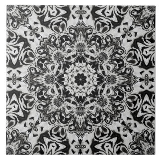 black and white intricate mandala pattern art tegeltje