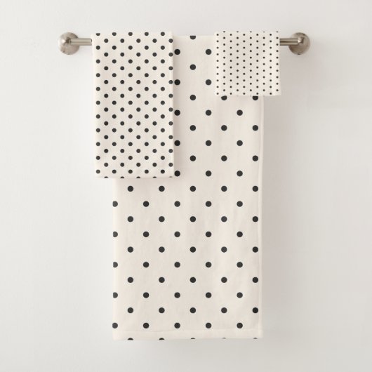 Black and White Ivory Polka Dot Pattern Retro (En situation)