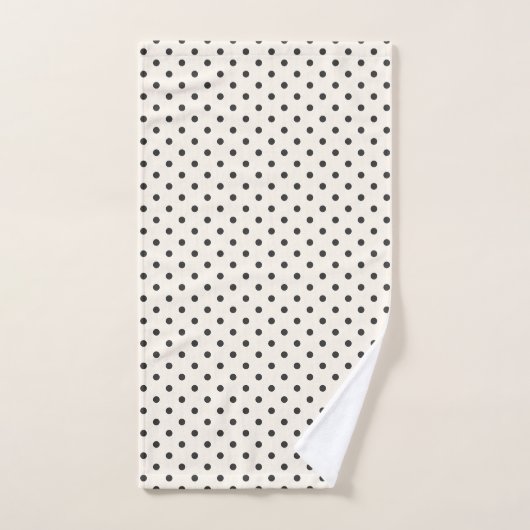 Black and White Ivory Polka Dot Pattern Retro  (Serviette à main)