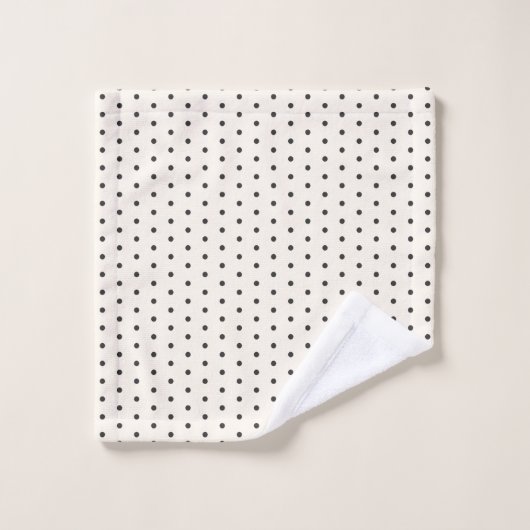 Black and White Ivory Polka Dot Pattern Retro  (Gant de toilette)